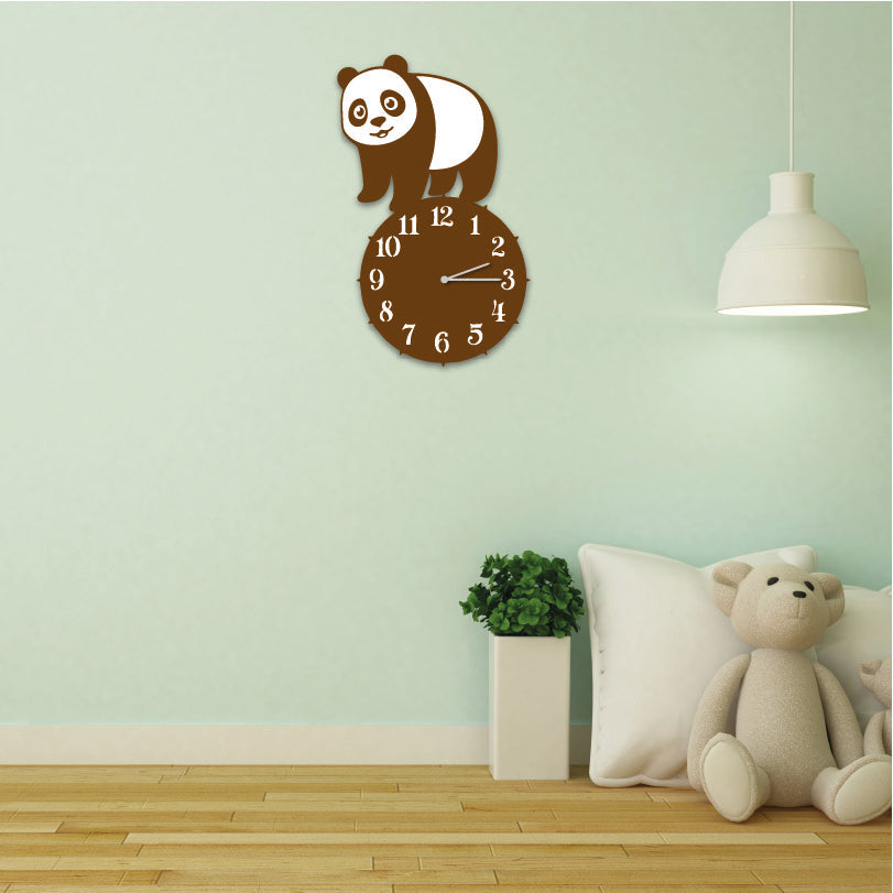Wanduhr für Kinderzimmer "Panda" aus edlem Stahl Wanduhren Craftbrothers