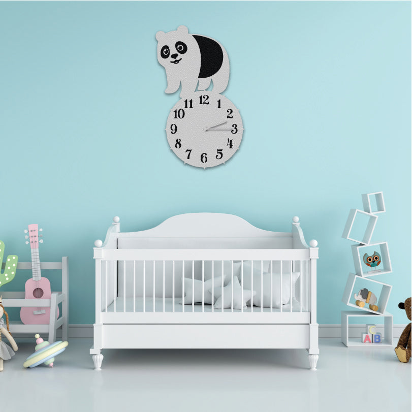 Wanduhr für Kinderzimmer "Panda" aus edlem Stahl Wanduhren Craftbrothers