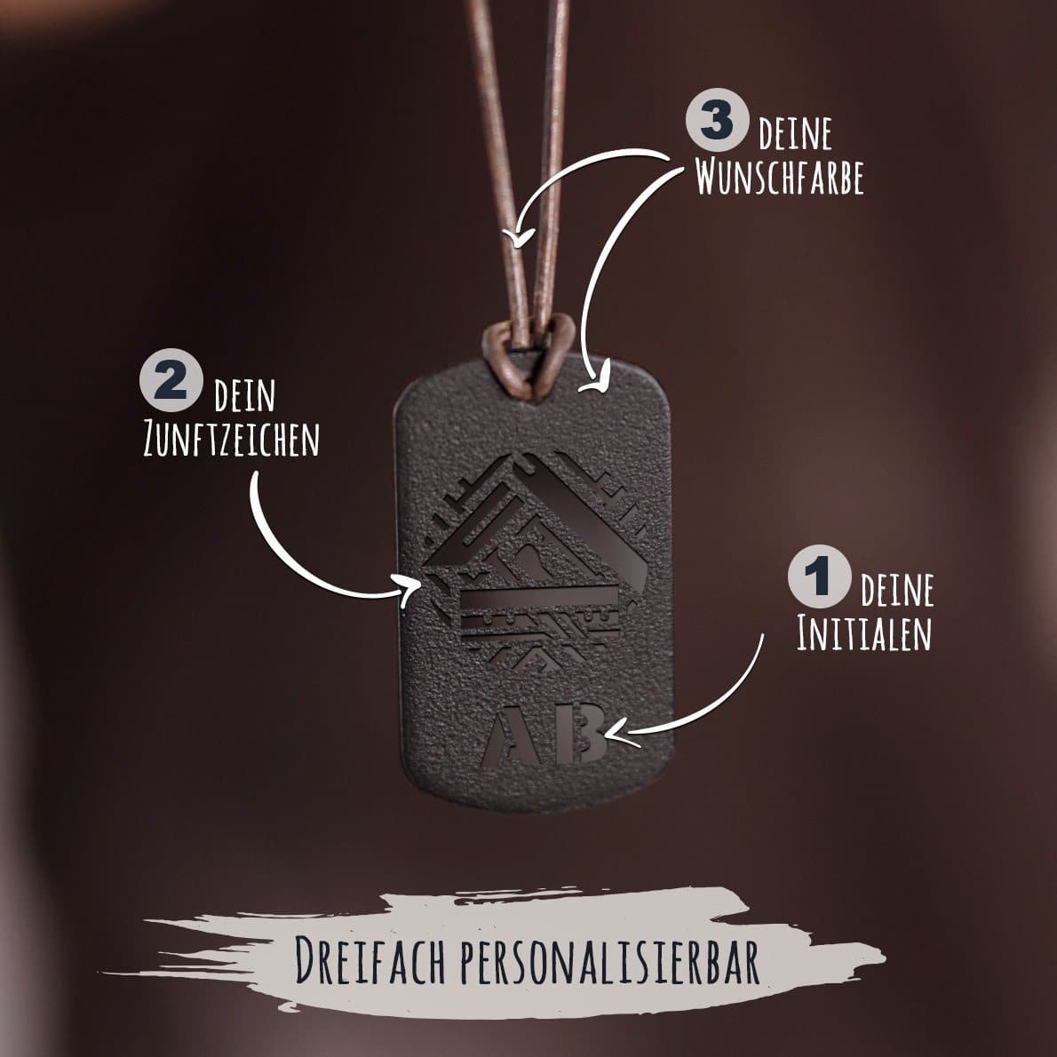 "Parkettleger" Personalisierbare Laser-Halskette für Männer Craftbrothers