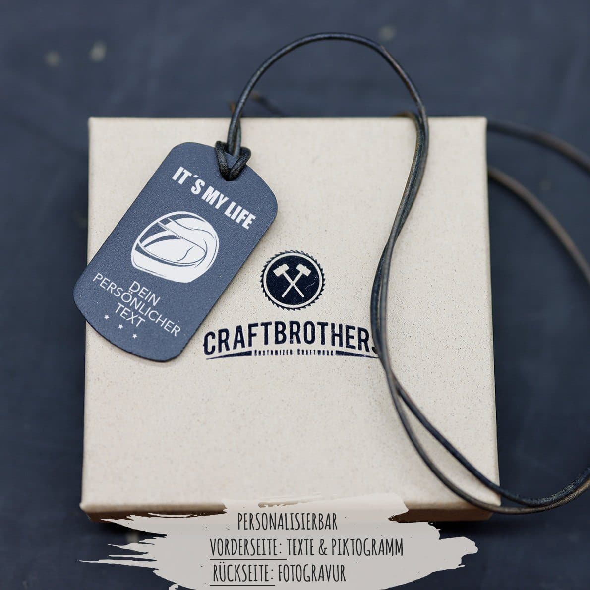 "Motorradhelm" Personalisierbare Halskette für Männer Craftbrothers
