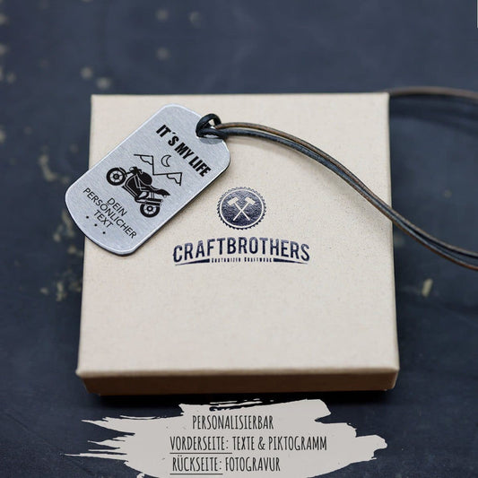 "Motorrad" Personalisierbare Halskette für Männer Craftbrothers