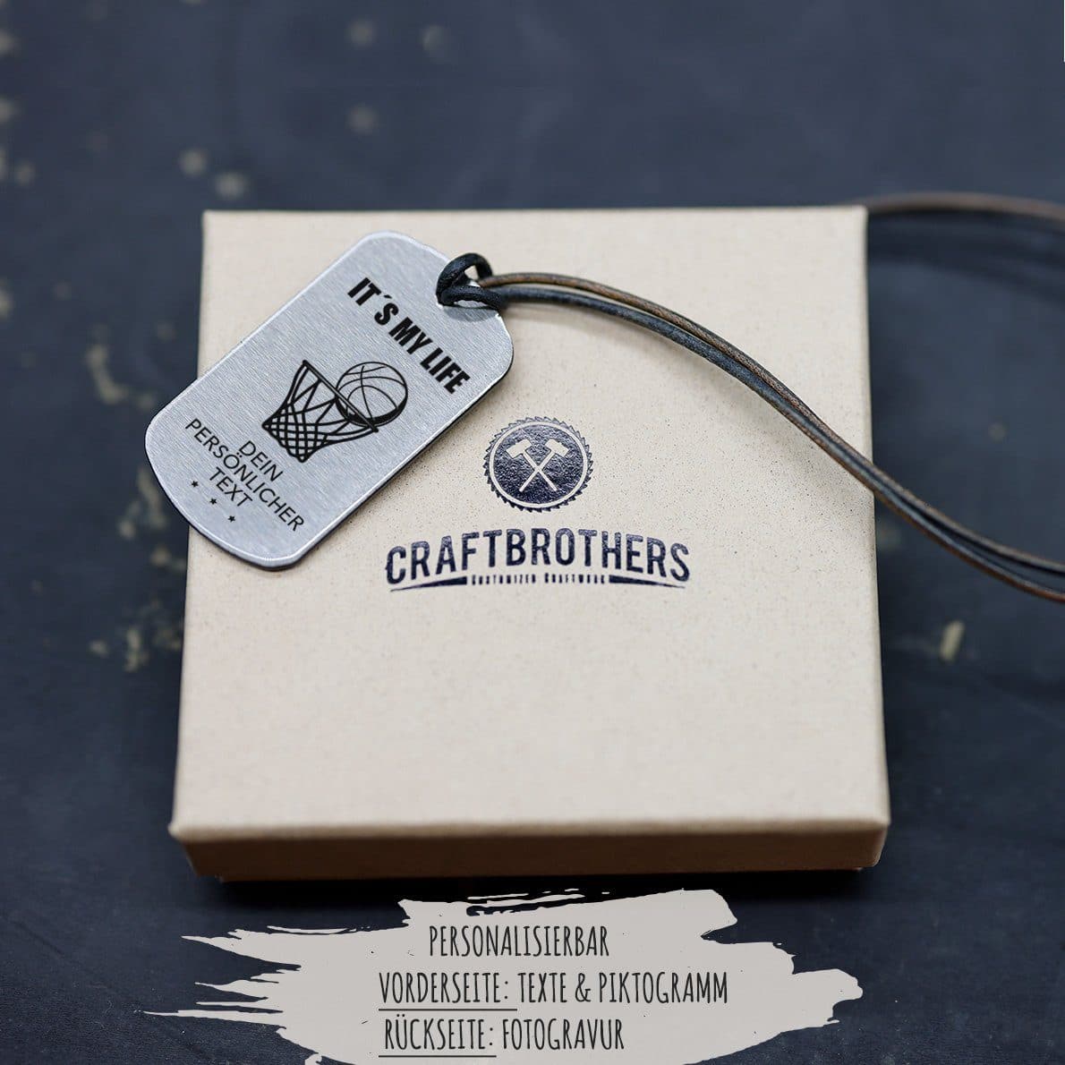 "Basketballkorb" Personalisierbare Halskette für Männer Craftbrothers
