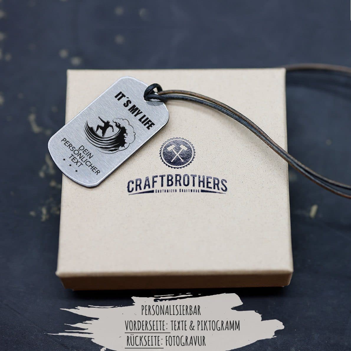 "Surfer" Personalisierbare Halskette für Männer Craftbrothers