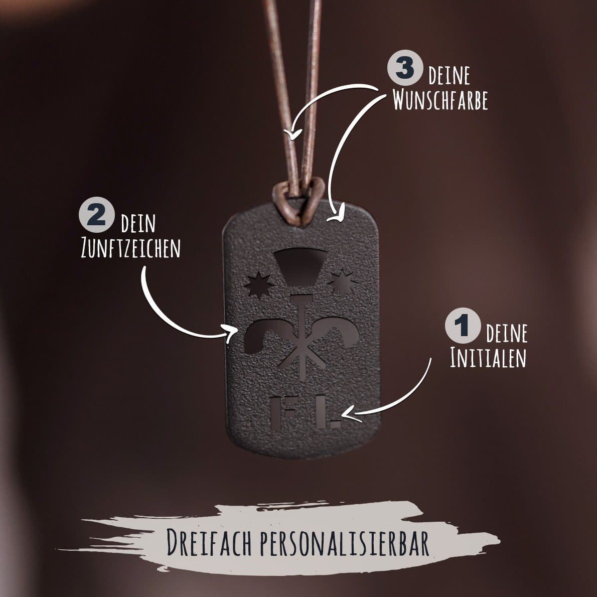 "Schornsteinfeger" Personalisierbare Laser-Halskette für Männer Craftbrothers