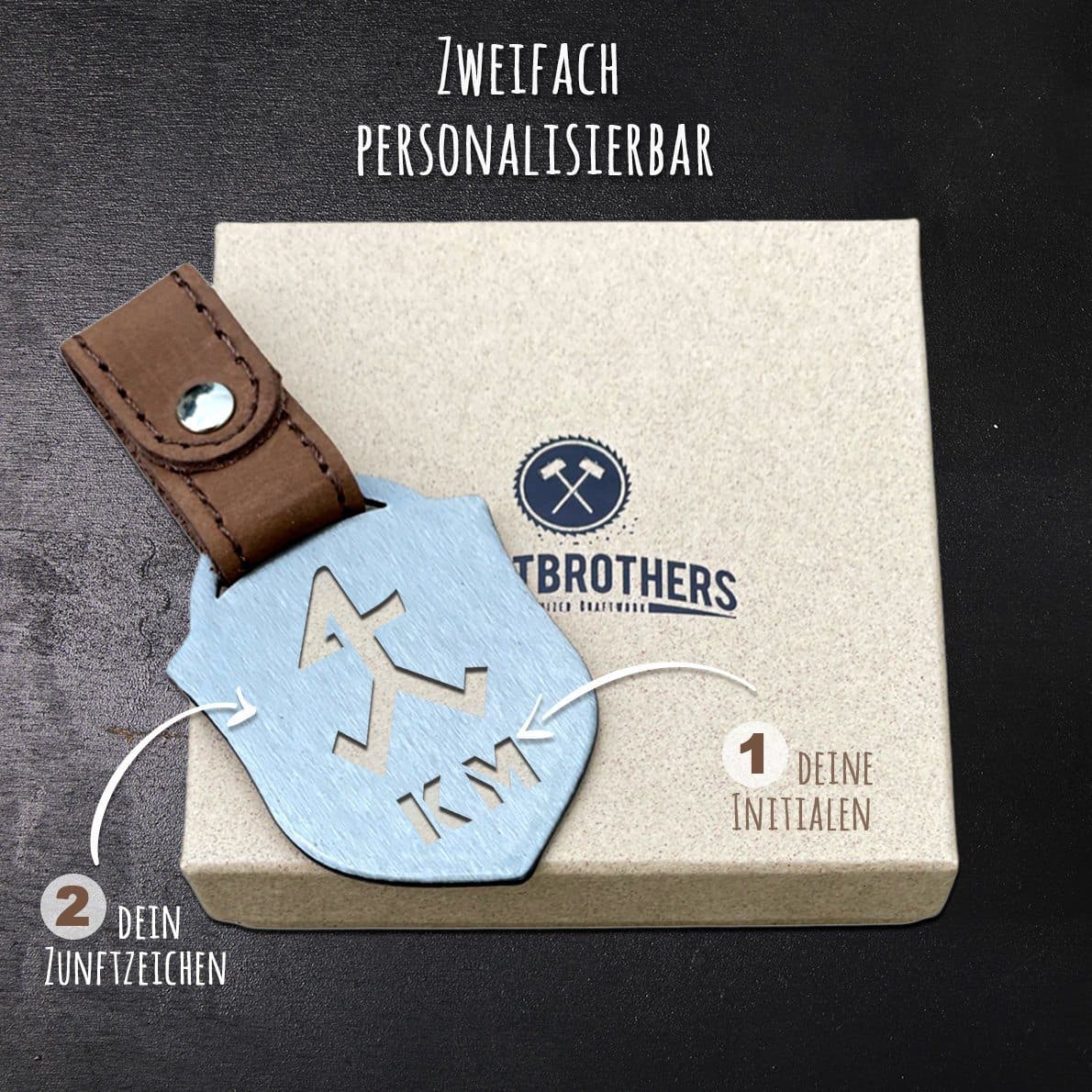 "Steinmetz" Personalisierbarer Laser-Schlüsselanhänger für Männer Craftbrothers