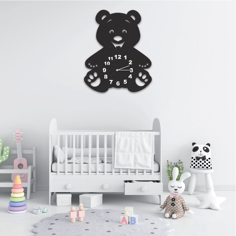 Wanduhr für Kinderzimmer "Teddybär" aus edlem Stahl Wanduhren Craftbrothers
