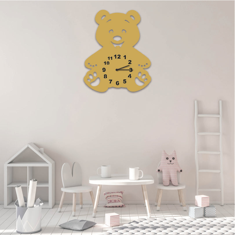 Wanduhr für Kinderzimmer "Teddybär" aus edlem Stahl Wanduhren Craftbrothers