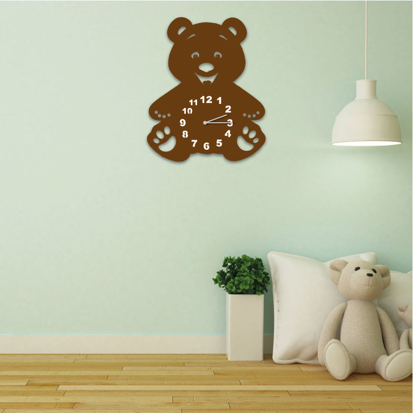 Wanduhr für Kinderzimmer "Teddybär" aus edlem Stahl Wanduhren Craftbrothers