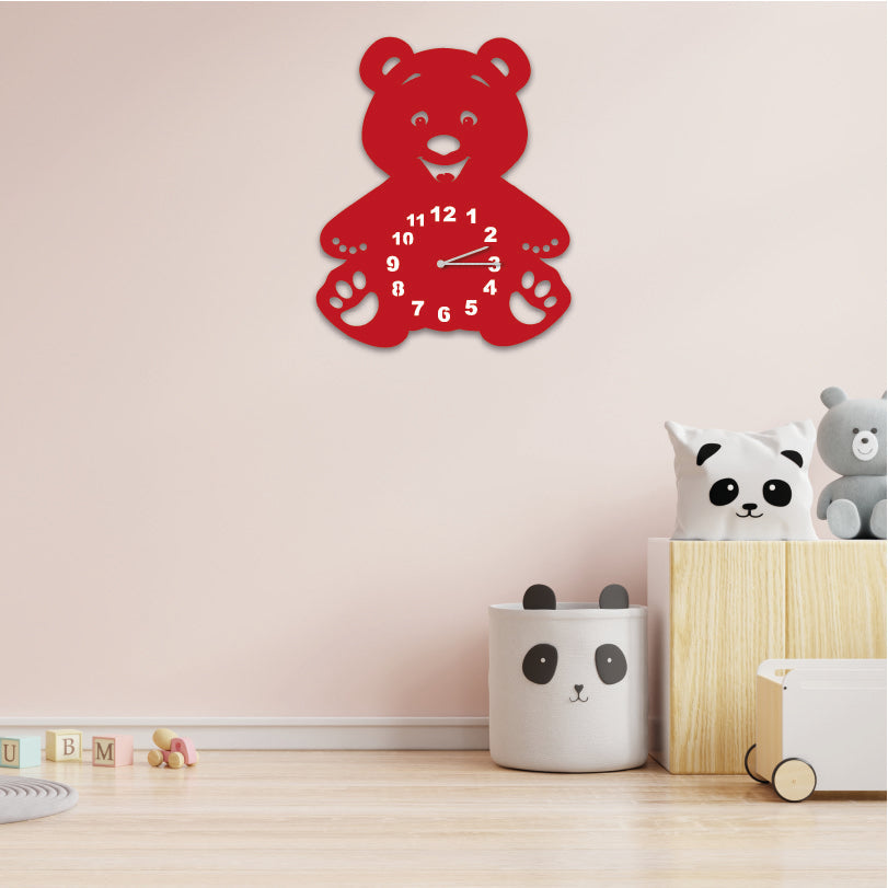 Wanduhr für Kinderzimmer "Teddybär" aus edlem Stahl Wanduhren Craftbrothers