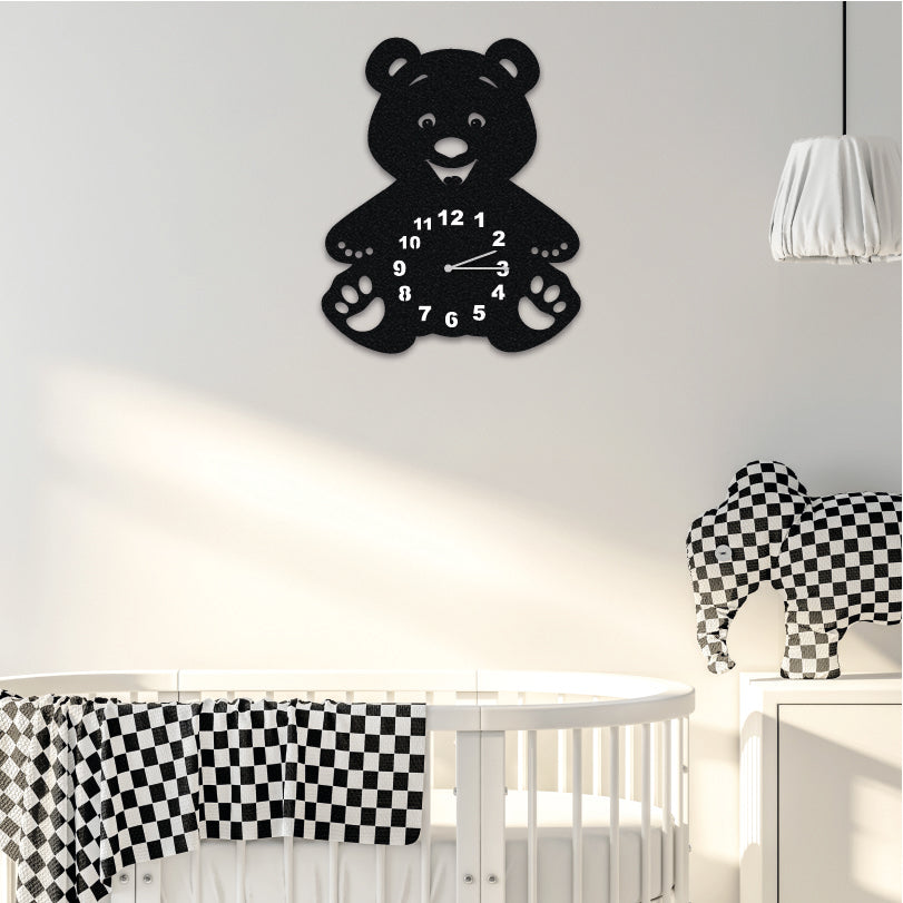 Wanduhr für Kinderzimmer "Teddybär" aus edlem Stahl Wanduhren Craftbrothers