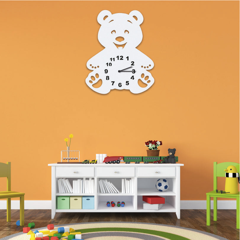 Wanduhr für Kinderzimmer "Teddybär" aus edlem Stahl Wanduhren Craftbrothers
