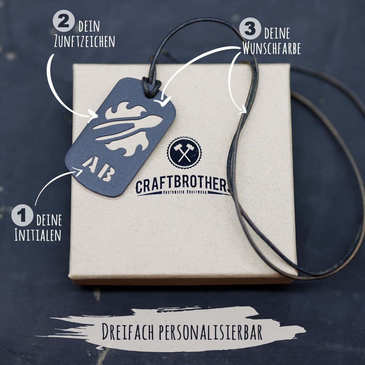 "Trockenbauer" Personalisierbare Laser-Halskette für Männer Craftbrothers