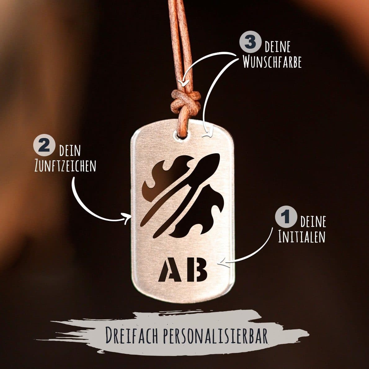"Trockenbauer" Personalisierbare Laser-Halskette für Männer Craftbrothers