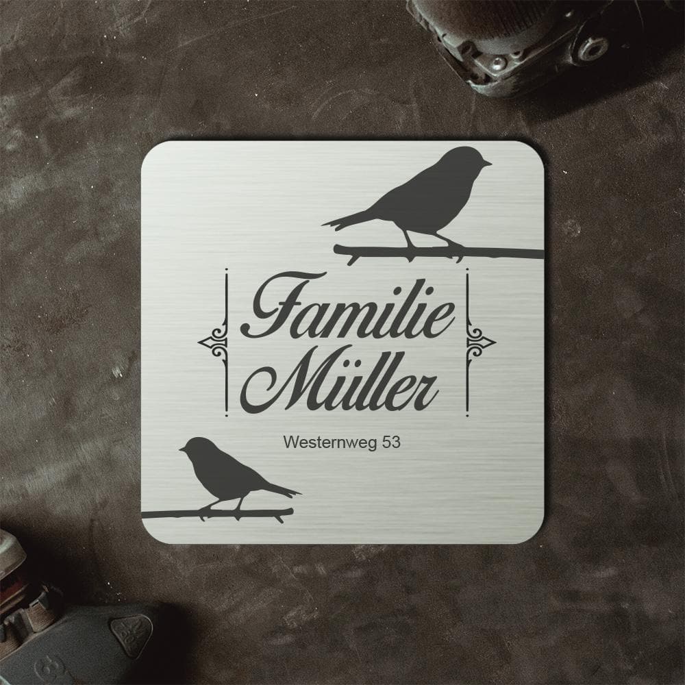 personalisierbares Türschild "Vogel" im edlen Klassiklook Türschilder MTM