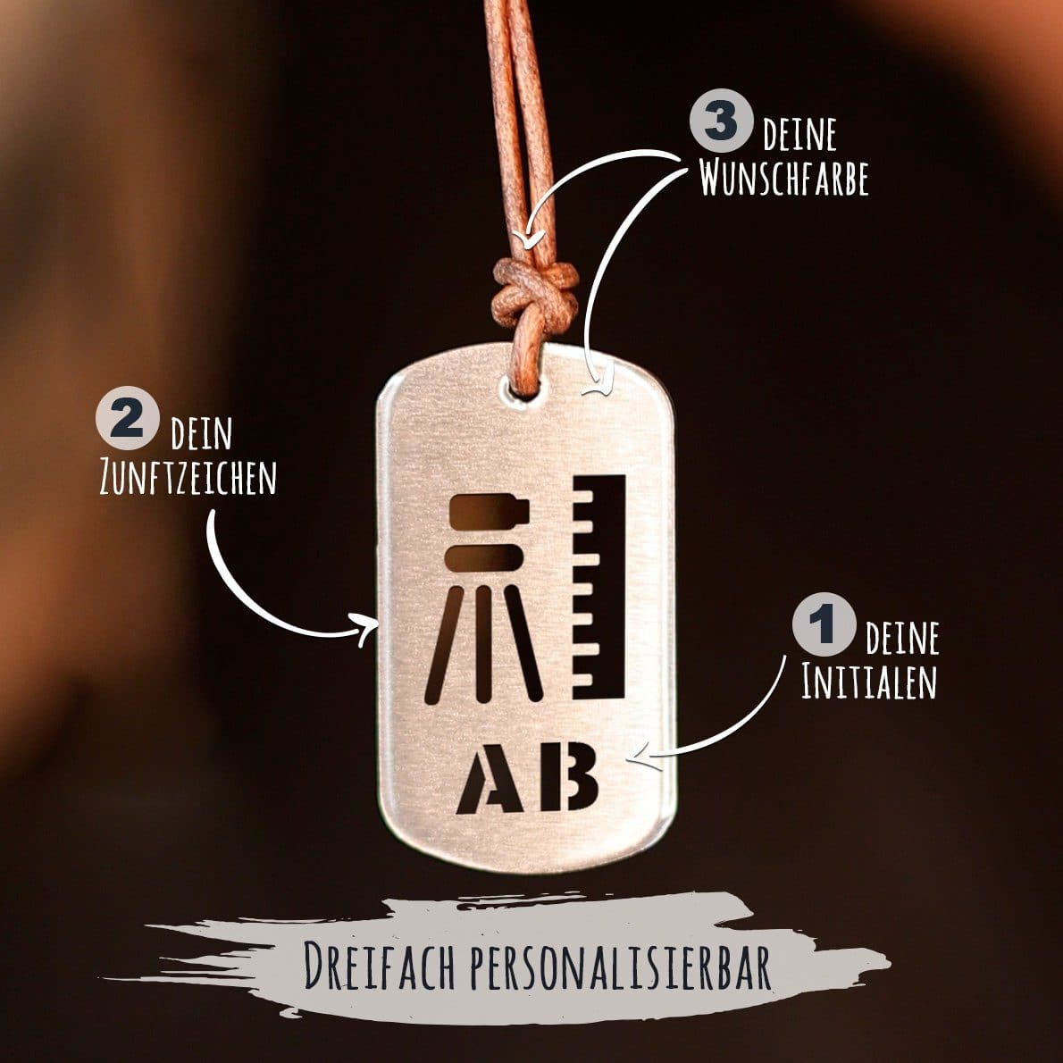 "Vermesser" Personalisierbare Laser-Halskette für Männer Craftbrothers