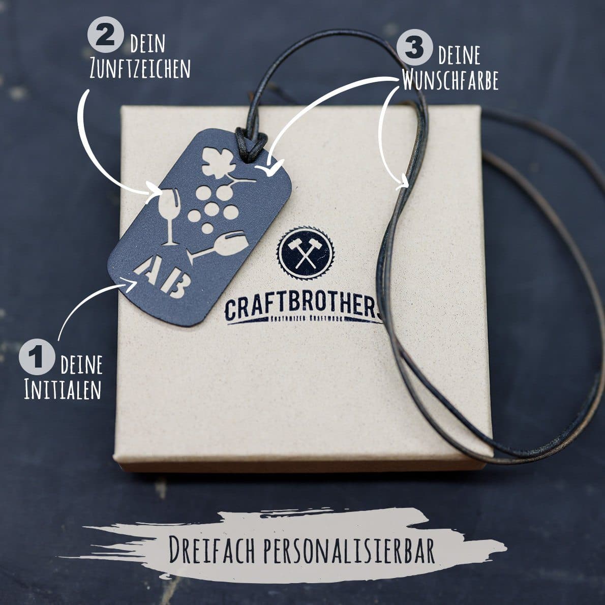 "Winzer" Personalisierbare Laser-Halskette für Männer Craftbrothers