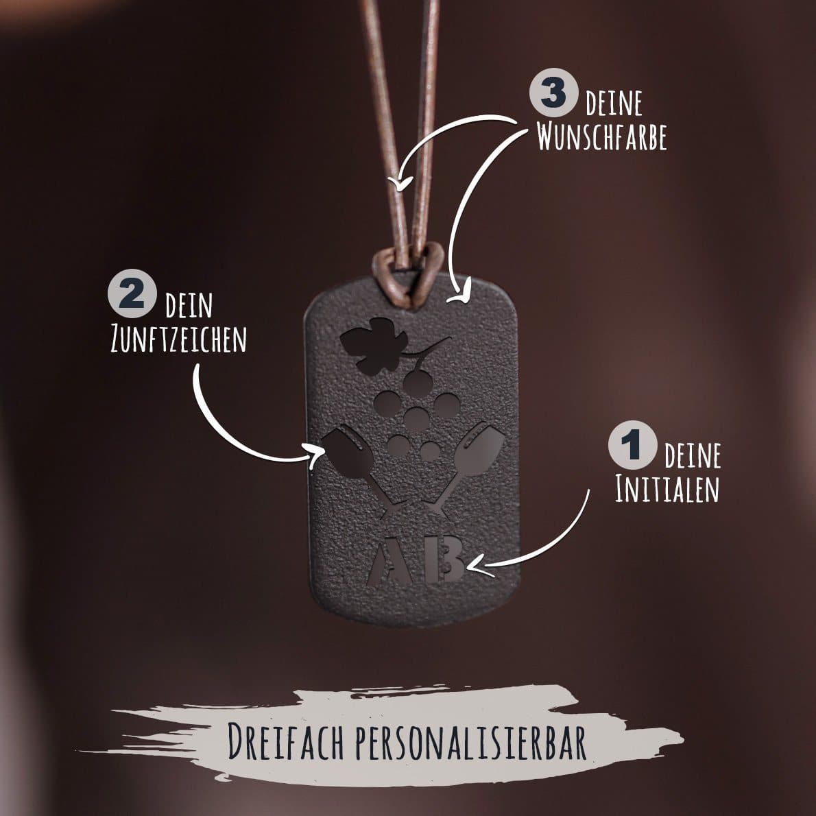 "Winzer" Personalisierbare Laser-Halskette für Männer Craftbrothers