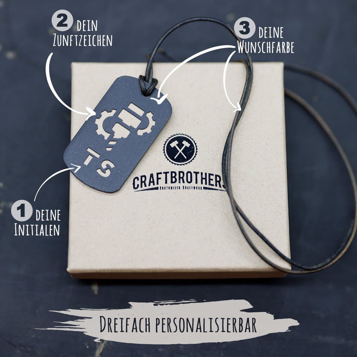 "Zerspanungsmechaniker" Personalisierbare Laser-Halskette für Männer Craftbrothers