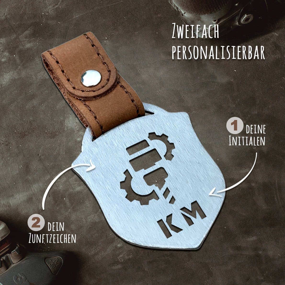 "Zerspanungsmechaniker" Personalisierbarer Laser-Schlüsselanhänger für Männer Craftbrothers