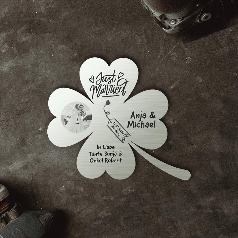 Ausgefallenes Hochzeitsgeschenk: Glückskleeblatt zur Hochzeit - personalisierbar Dekoartikel Herzau