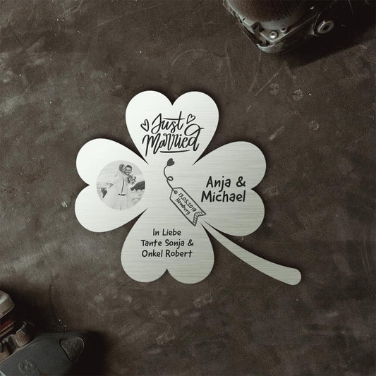 Ausgefallenes Hochzeitsgeschenk: Glückskleeblatt zur Hochzeit - personalisierbar Dekoartikel Herzau