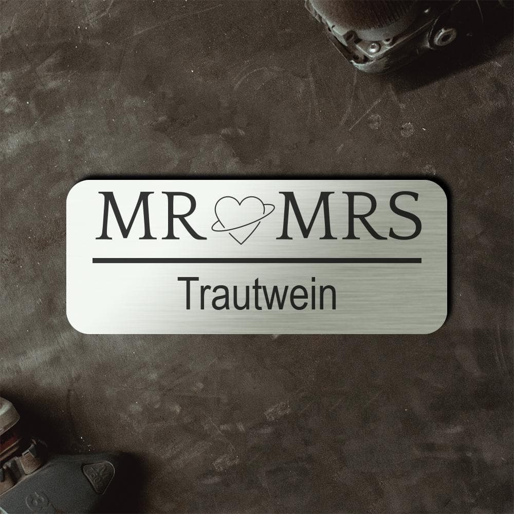 Personalisiertes (Tür)schild - Mr and Mrs aus gebürstetem Stahl Craftbrothers