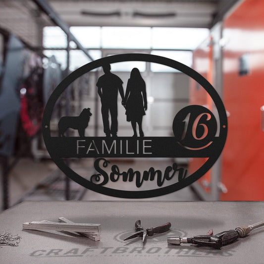 Family-Sign Edition oval ohne Kinder mit Haustier Craftbrothers