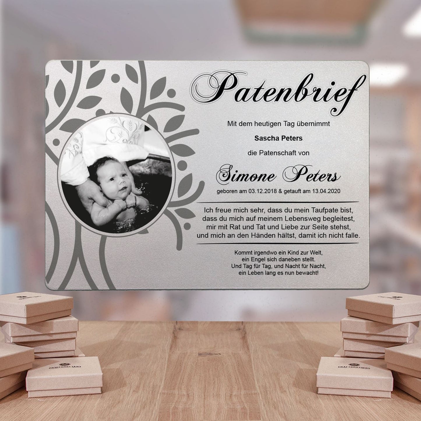 personalisierbare Tafel - Patenbrief Craftbrothers