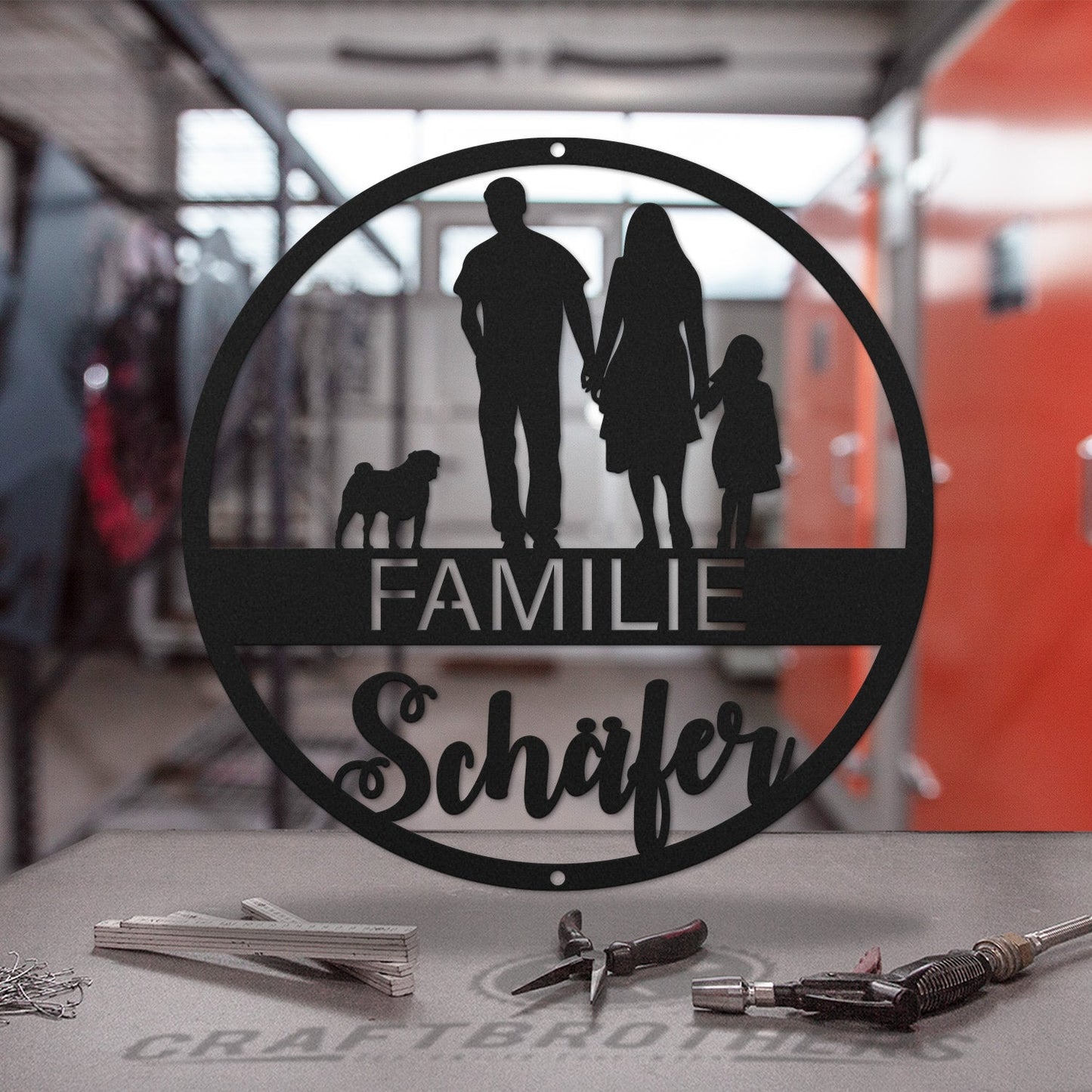 Family-Sign Edition 1 Kind mit Haustier Craftbrothers