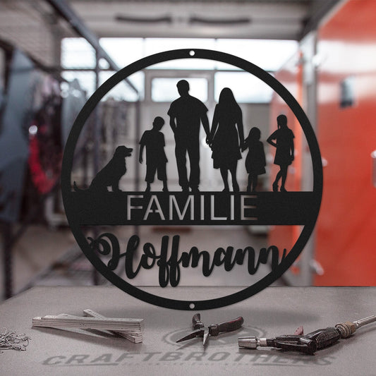 Family-Sign Edition 3 Kinder mit Haustier Craftbrothers