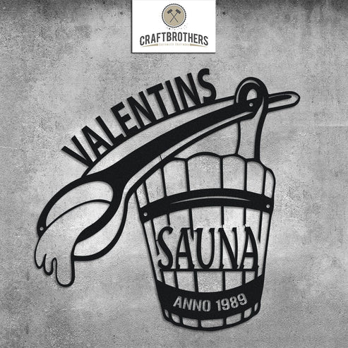 "Saunafass mit Wunschtext" aus edlem Stahl (personalisierbar) Craftbrothers