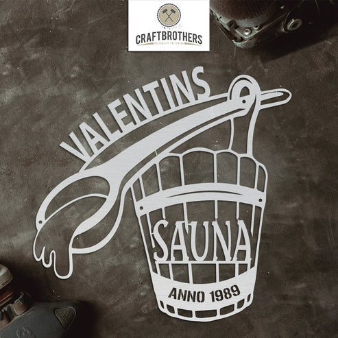 "Saunafass mit Wunschtext" aus edlem Stahl (personalisierbar) Craftbrothers