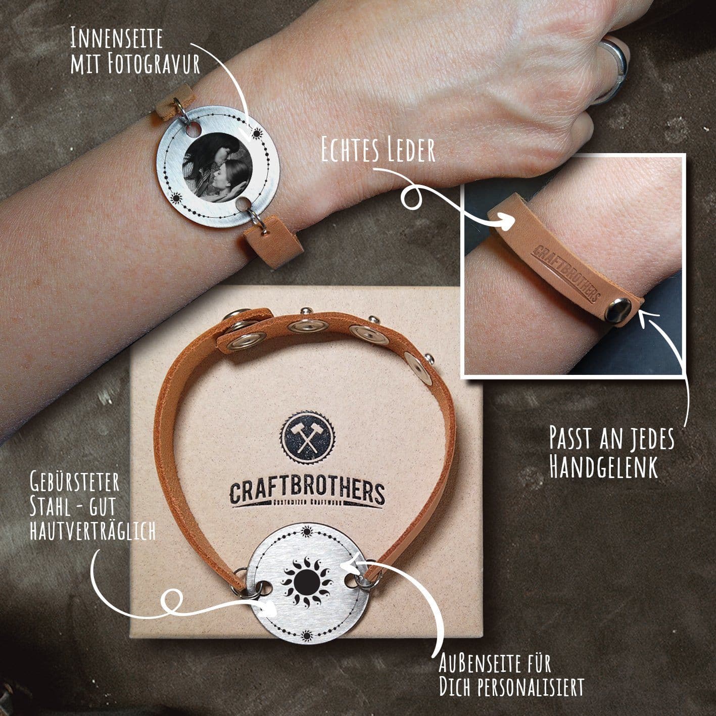 personalisierbare Partner-Symbolarmbänder "Sonnenlicht" Armband Herzau