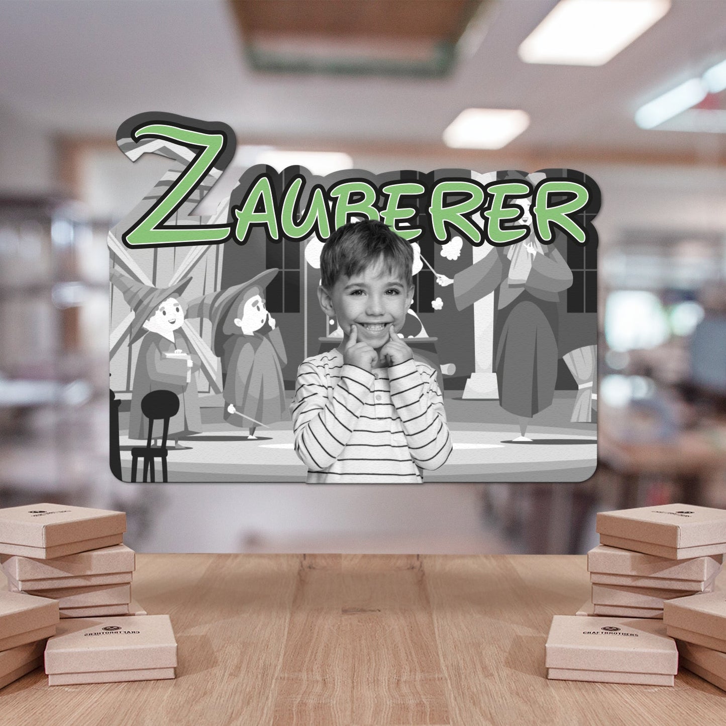 Kinderzimmerschild - Zauberer aus edlem Stahl (personalisierbar) Craftbrothers