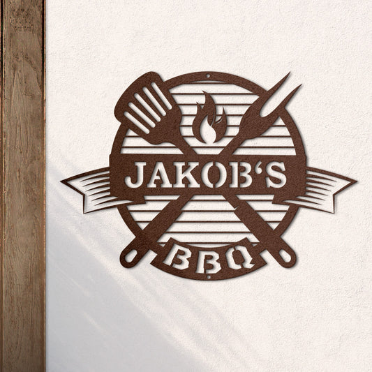 BBQ Schild aus edlem Stahl (personalisierbar)