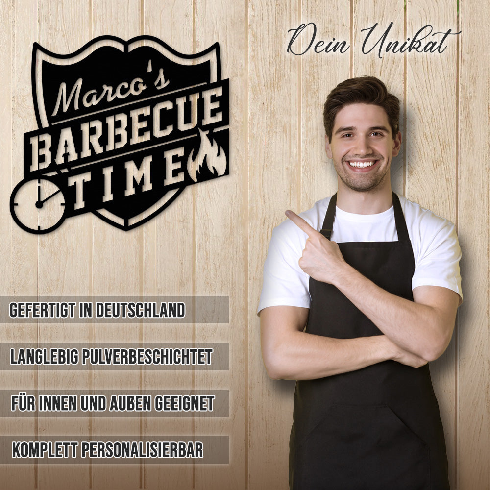 Barbecue Time aus edlem Stahl (personalisierbar)