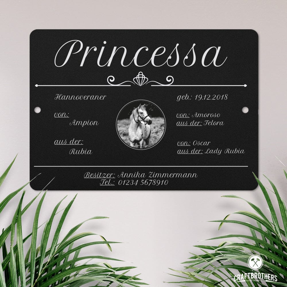 Boxenschild für Pferde Princessa Craftbrothers 