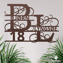 Laden Sie das Bild in den Galerie-Viewer, Hausnummern-Monogramm zweizeilig mit Namensinitialien und kompletten Vor-und Nachnamen (personalisierbar) Craftbrothers 