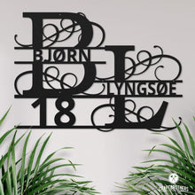 Laden Sie das Bild in den Galerie-Viewer, Hausnummern-Monogramm zweizeilig mit Namensinitialien und kompletten Vor-und Nachnamen (personalisierbar) Craftbrothers 