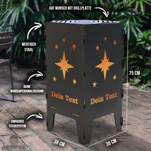 Feuertonne Sterne aus edlem Stahl Craftbrothers 