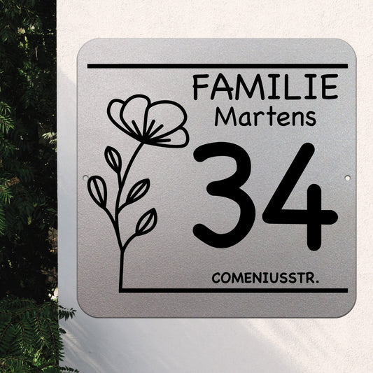 personalisierbares Türschild - Flower im edlen Klassiklook