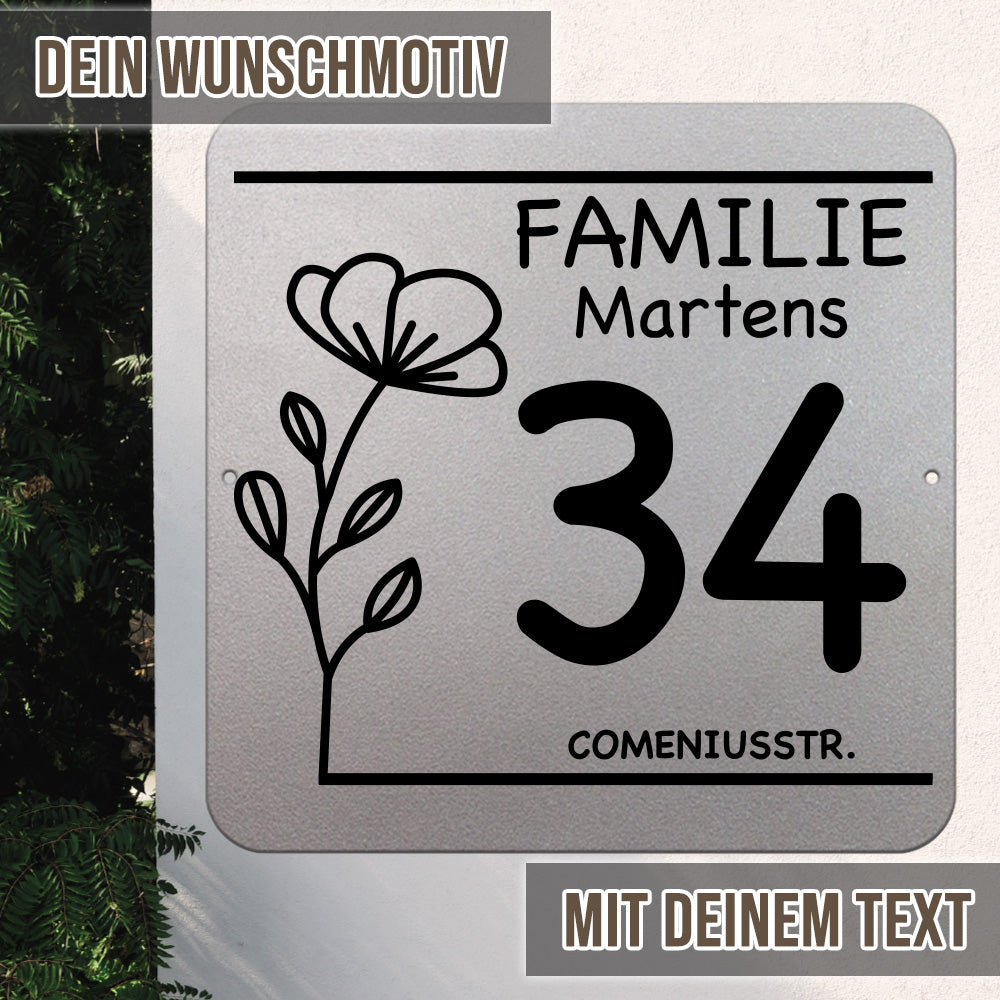 personalisierbares Türschild - Flower im edlen Klassiklook