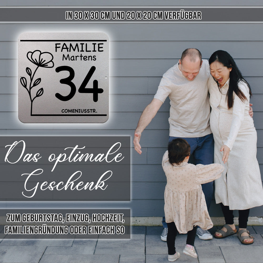 personalisierbares Türschild - Flower im edlen Klassiklook