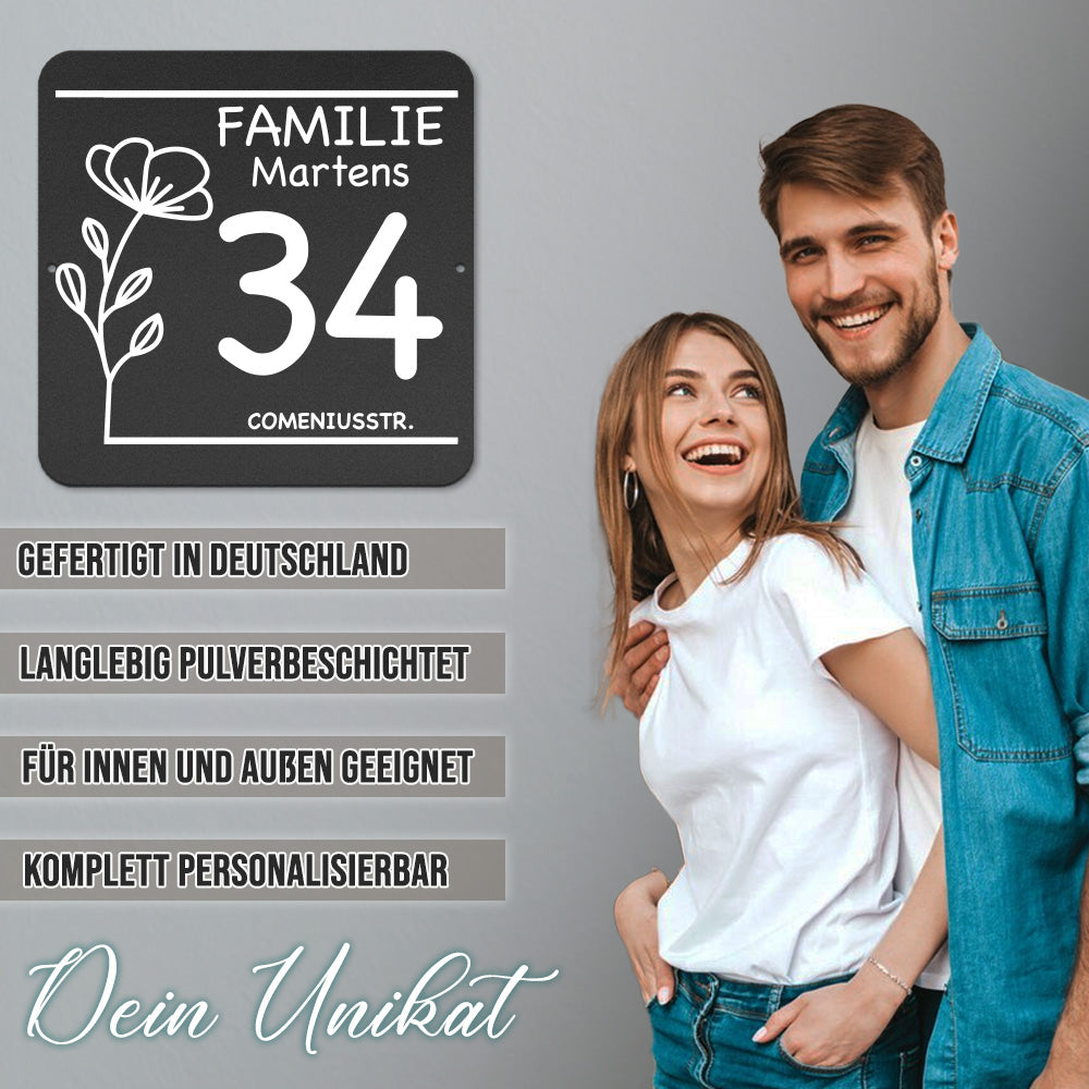 personalisierbares Türschild - Flower im edlen Klassiklook