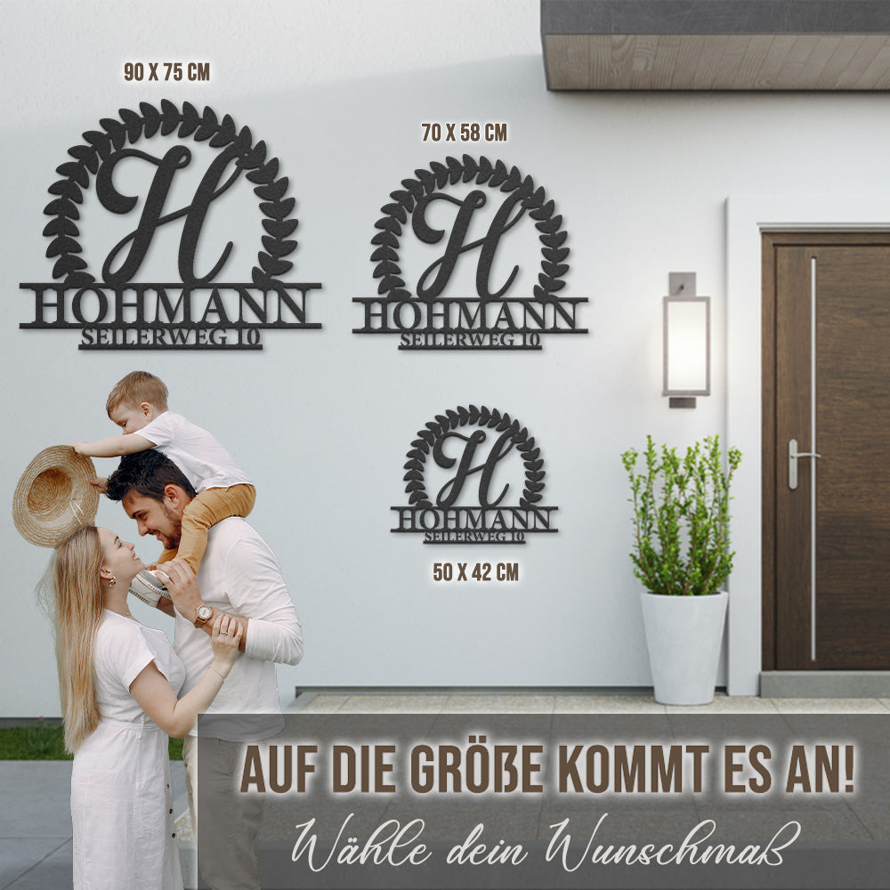 Hausnummern-Monogramm Supreme inklusive Namen, Straßenname und Hausnummer