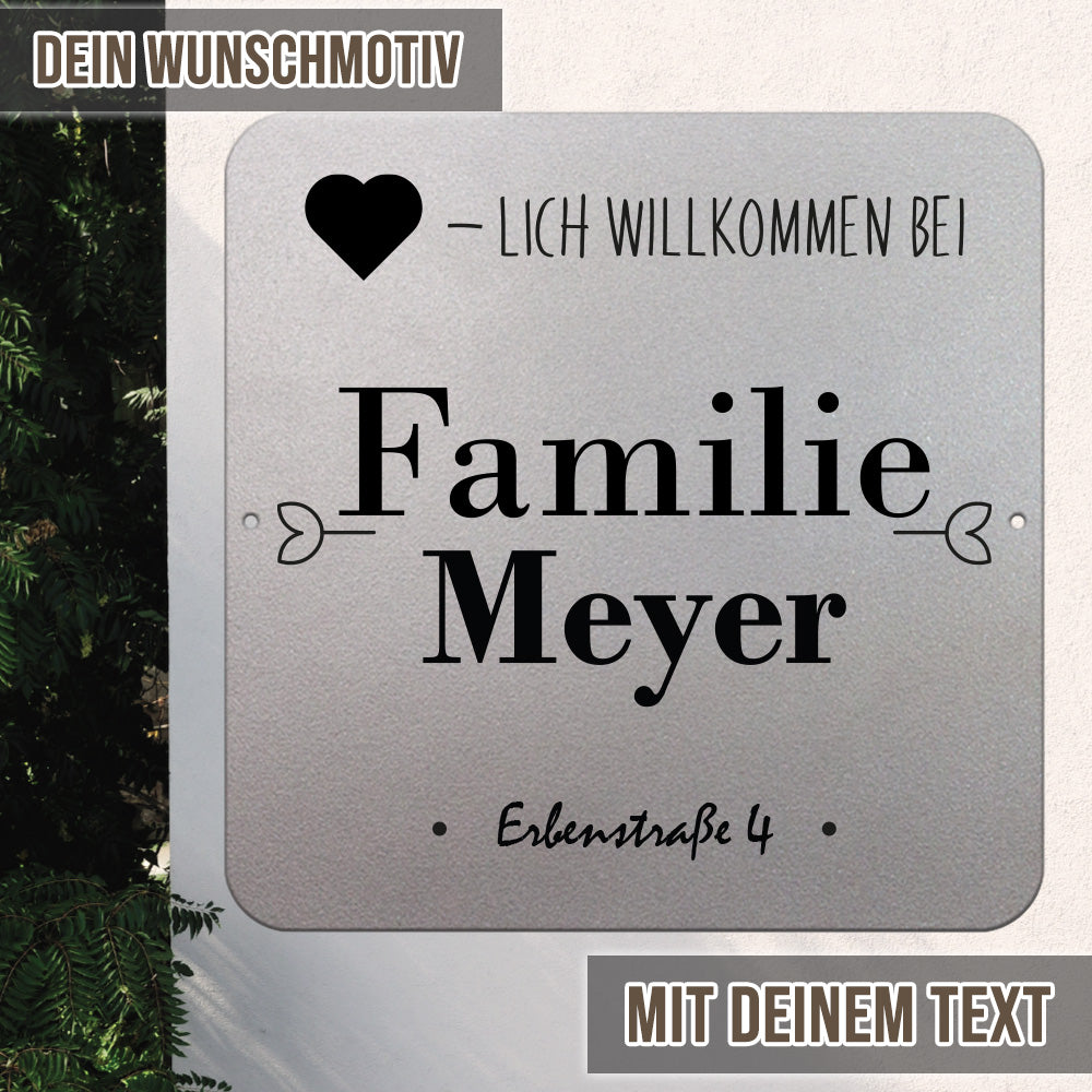 personalisierbares Türschild - Herzlich willkommen bei im edlen Klassiklook