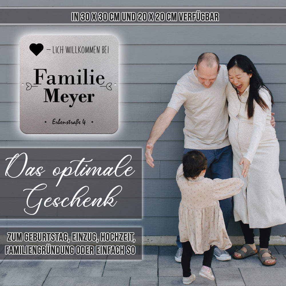 personalisierbares Türschild - Herzlich willkommen bei im edlen Klassiklook