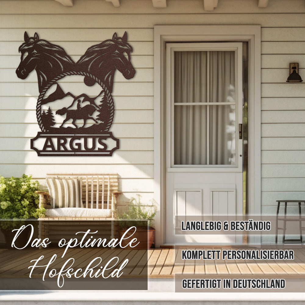 Hofschild - Islandpferde aus edlem Stahl (personalisierbar)