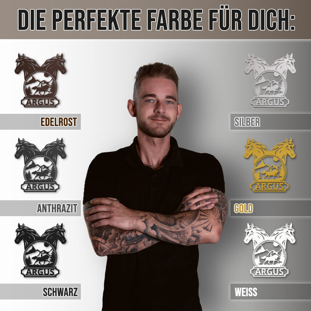 Hofschild - Islandpferde aus edlem Stahl (personalisierbar)