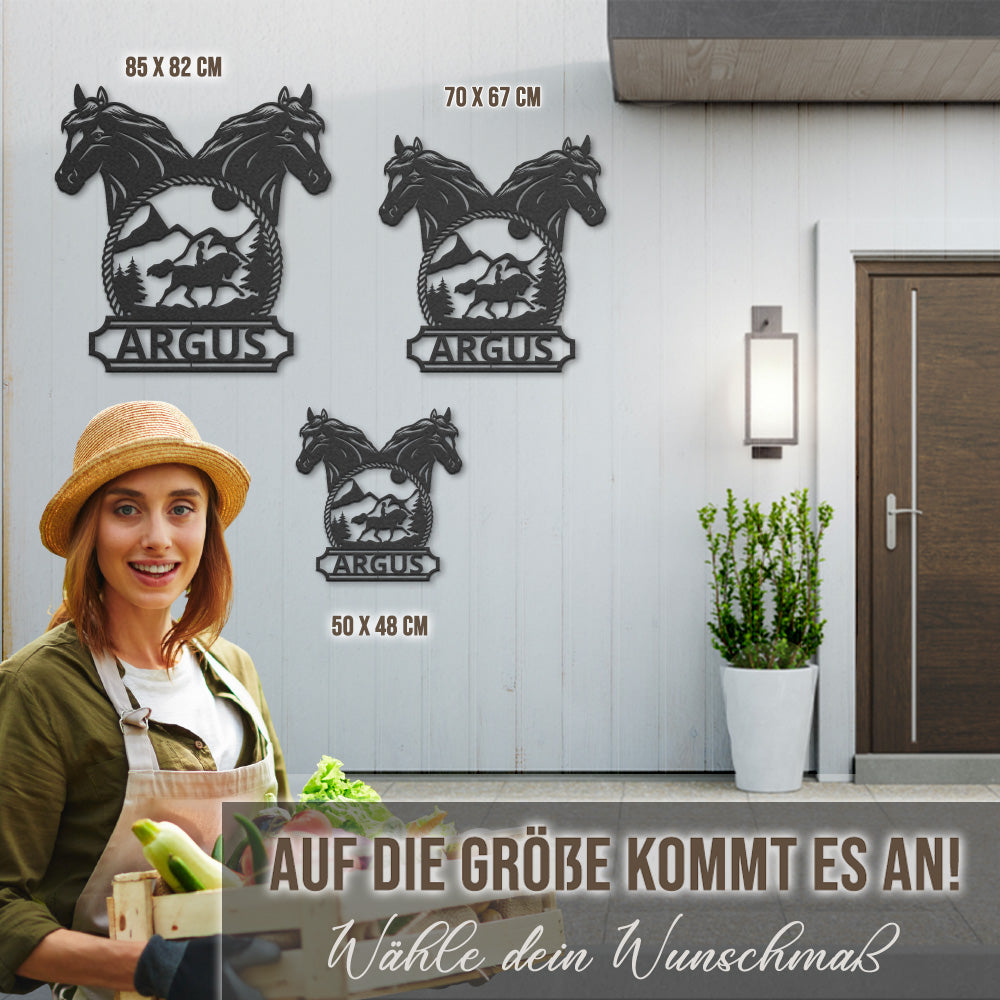 Hofschild - Islandpferde aus edlem Stahl (personalisierbar)